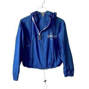 windbreaker blue crop top